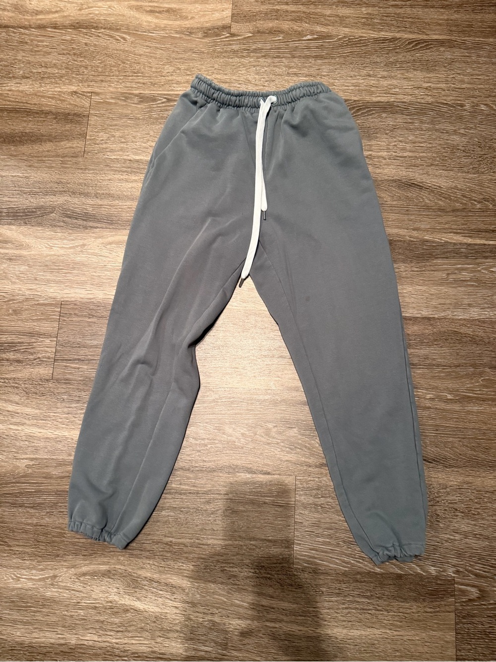 MaxMara Slate Gray Track Pants with White Drawstring